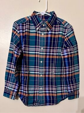 Polo by Ralph Lauren Teal, Navy & Brown Plaid Button-Down Shirt - Kids